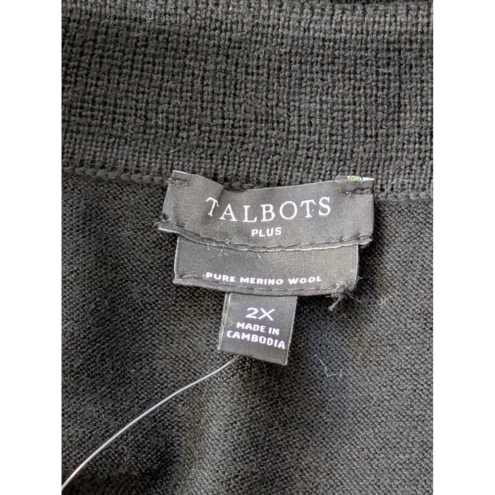Talbots Plus‎ Long Sleeve Sweater Pullover V-Neck Merino Wool Size 2X Black NWT - Picture 4 of 6